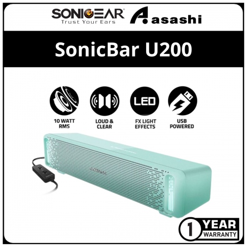 Sonic Gear SonicBar U200 (Mint) Portable USB Speaker - 1Y