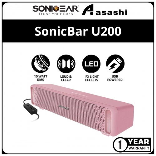 Sonic Gear SonicBar U200 (Pink) Portable USB Speaker - 1Y