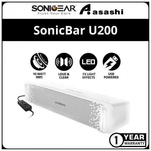 Sonic Gear SonicBar U200 (White) Portable USB Speaker - 1Y
