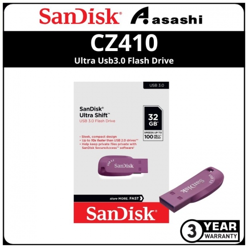 Sandisk Ultra Shift-Purple CZ410 64GB Ultra Usb3.2 Flash Drive (SDCZ410-064G-G46CO)
