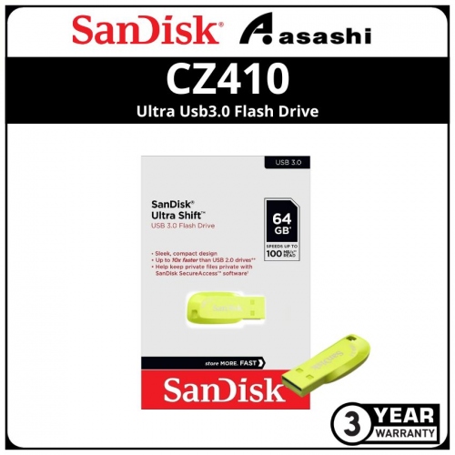 Sandisk Ultra Shift-Yellow CZ410 64GB Ultra Usb3.2 Flash Drive (SDCZ410-064G-G46EP)