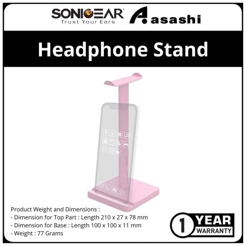 Sonic Gear Headphone Stand ABS Material - Pink