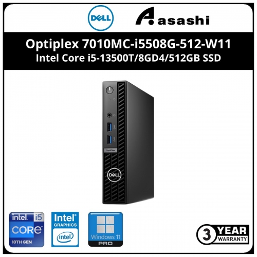 Dell Optiplex 7010MC-i5508G-512-W11 Commercial Desktop - (Intel Core i5-13500T/8GD4/512GB SSD/Intel UHD Graphic/Wired KB & Mouse/Win11Pro/3Yrs)