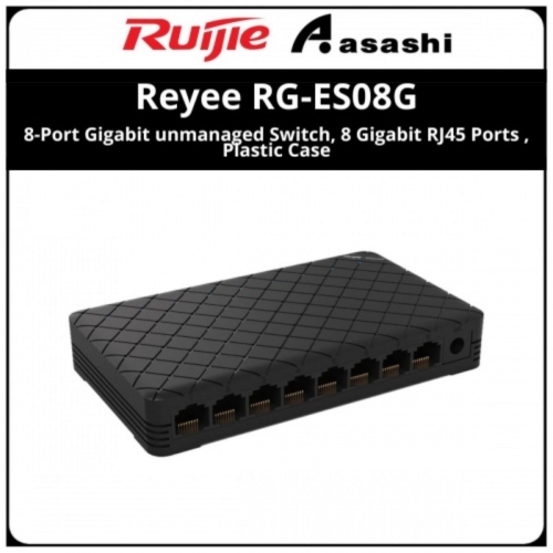 Ruijie Reyee RG-ES08G 8-Port Gigabit unmanaged Switch, 8 Gigabit RJ45 Ports , Plastic Case