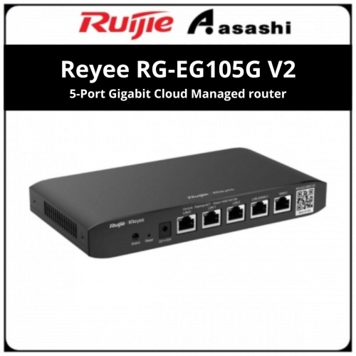 Reyee RG-EG105G V2 5-Port Gigabit Cloud Managed router, 5 Gigabit Ethernet connection Ports, support up to 2 WANs, 100 concurrent users, 600Mbps