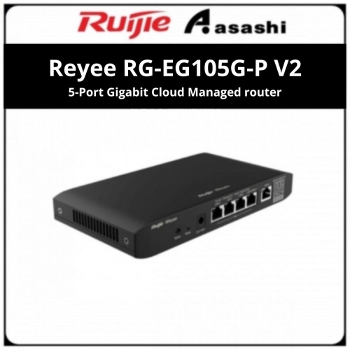 Reyee RG-EG105G-P V2 5-Port Gigabit Cloud Managed router, 5 Gigabit Ethernet connection Ports including 4 PoE/POE+ Ports with 54W POE Power budget, Support up to 2 WANs, 100 concurrent users, 600Mbps