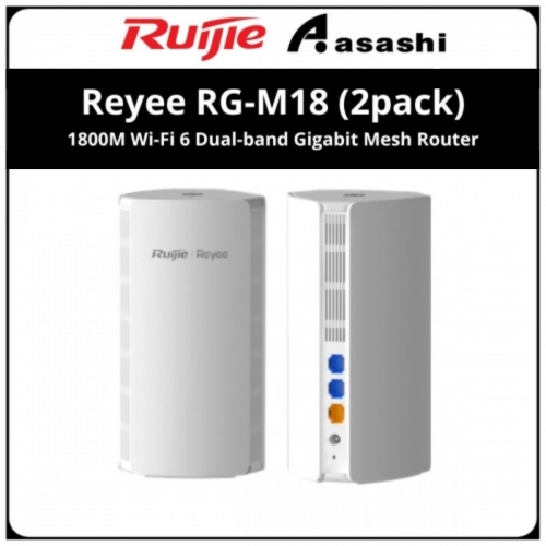 Ruijie Reyee RG-M18 (2PACK) 1800M Wi-Fi 6 Dual-band Gigabit Mesh Router
