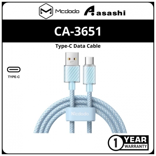 Mcdodo CA-3651 (Blue) Dichromatic 6A Type-C Super Charge Data Cable 1.2M