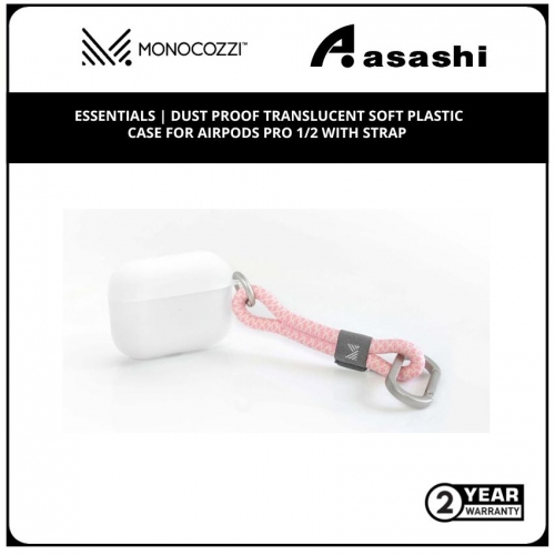 Monocozzi Essentials | Dust Proof Translucent Soft Plastic Case For Airpods Pro 1/2 With Strap - Pink