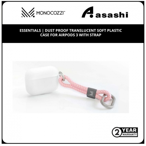 Monocozzi Essentials | Dust Proof Translucent Soft Plastic Case For Airpods 3 With Strap - Pink