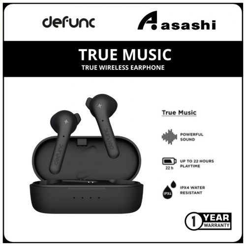 Defunc TRUE MUSIC True Wireless Earphone - Black (1 yrs Limited Hardware Warranty)