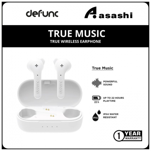 Defunc TRUE MUSIC True Wireless Earphone - White (1 yrs Limited Hardware Warranty)