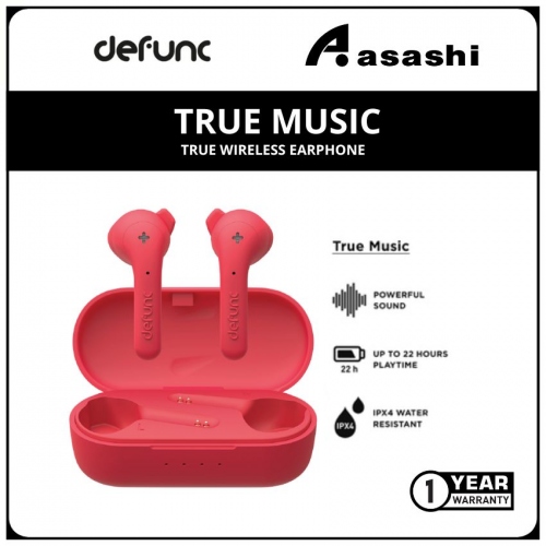 Defunc TRUE MUSIC True Wireless Earphone - Red (1 yrs Limited Hardware Warranty)
