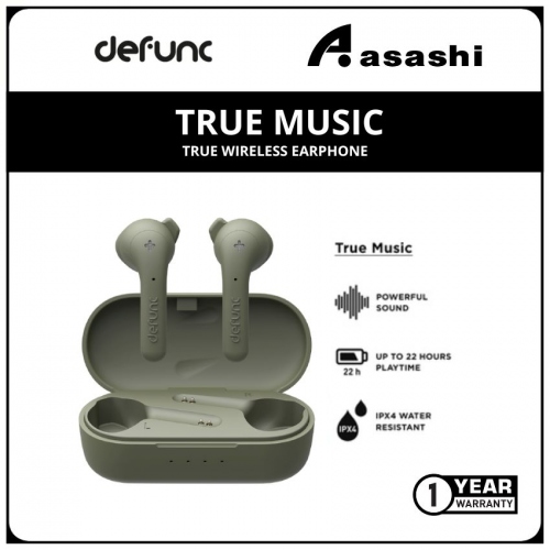 Defunc TRUE MUSIC True Wireless Earphone - Green (1 yrs Limited Hardware Warranty)