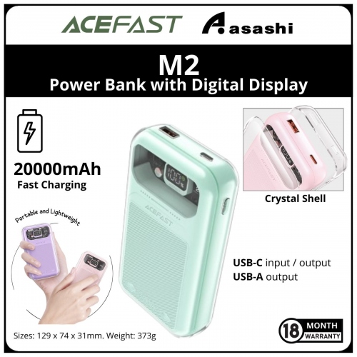 Acefast M2 (Mint) 20000mAh Sparkling 30W Fast Charging Power Bank with Digital Display