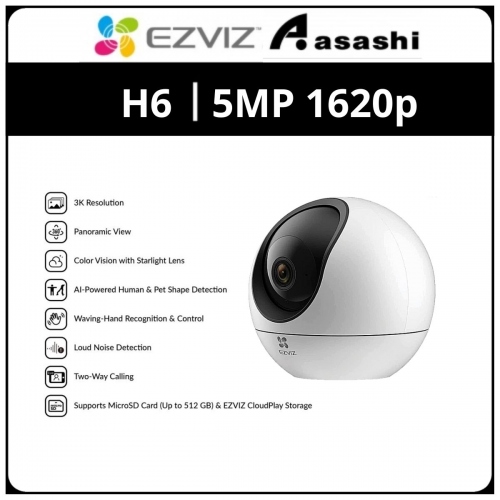 Ezviz H6 5MP 3K 1620P Smart AI Human / Pet Detection Two Way Talk Dual Band WiFi Indoor Security CCTV Camera