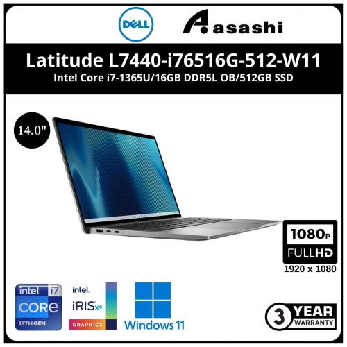 Dell Latitude L7440-i76516G-512-W11 Commercial Notebook -(Intel Core i7-1365U/16GB DDR5L OB/512GB SSD/14