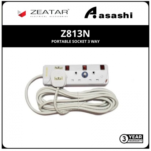 Zeatar Z813N Portable Socket 3 Way - 2M (3yrs Limited Warranty)