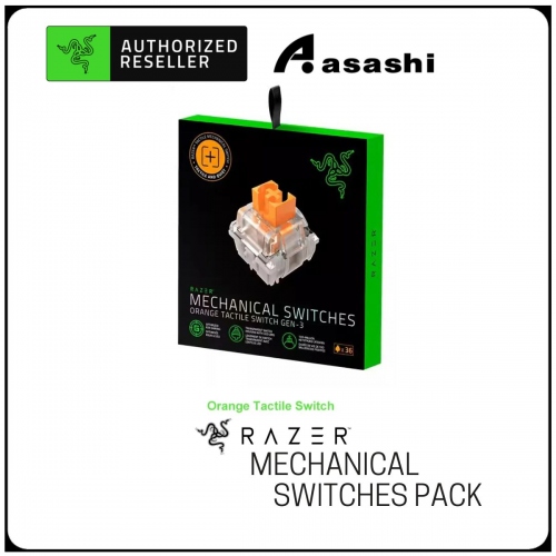 Razer Mechanical Switches Pack – Orange Clicky Switch (Transparent Switch Housing, 100-Mil Keystroke Lifespan, 3-pin Connectors)