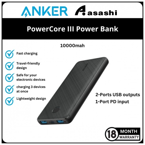 Anker PowerCore III 10000mah Power Bank - Black