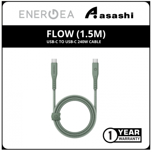 Energea FLOW (1.5m) USB-C to USB-C 240w Cable - Green (1yrs Limited Hardware Warranty)