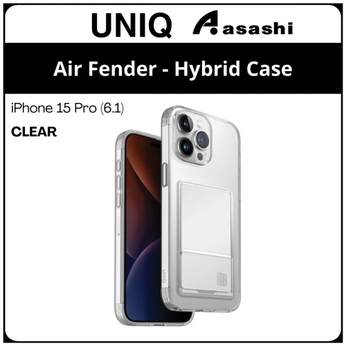 (85273) Uniq Air Fender ID iPhone 15 Pro (6.1) Hybrid Case - Clear (No Warranty)