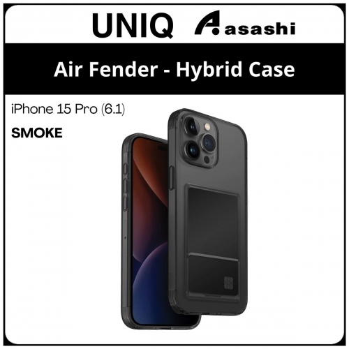 (85280) Uniq Air Fender ID iPhone 15 Pro (6.1) Hybrid Case - Smoke (No Warranty)
