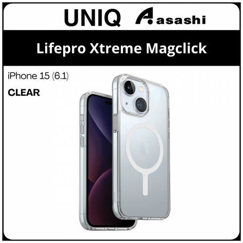 (85136) Uniq Magclick Charging Lifepro Xtreme iPhone 15 (6.1) Hybrid Case - Clear (No Warranty)