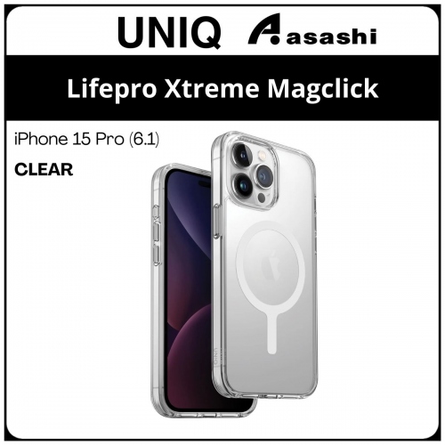 (85303) Uniq Magclick Charging Lifepro Xtreme iPhone 15 Pro (6.1) Hybrid Case - Clear (No Warranty)