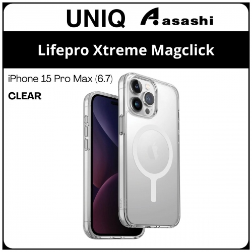 (85600) Uniq Magclick Charging Lifepro Xtreme iPhone 15 Pro Max (6.7) Hybrid Case - Clear (No Warranty)