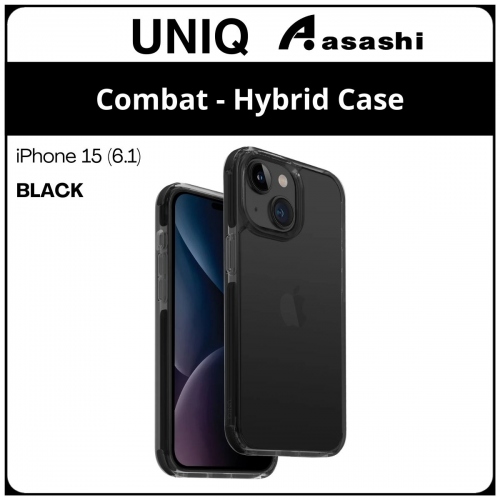 (85167) Uniq Combat iPhone 15 (6.1) Hybrid Case - Black (No Warranty)