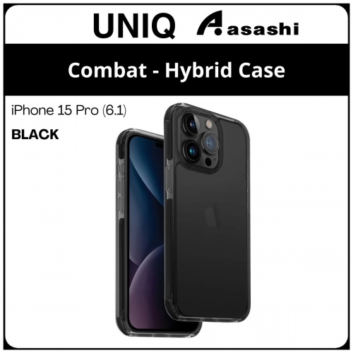 (85358) Uniq Combat iPhone 15 Pro (6.1) Hybrid Case - Black (No Warranty)