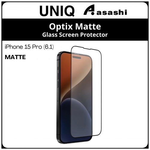 (85976) Uniq Matte iPhone 15 Pro (6.1) Optix Glass Screen Protector - Matte