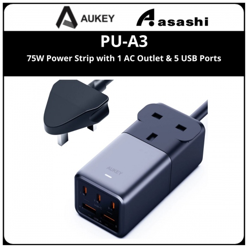 AUKEY PU-A3 75W Power Strip with 1 AC Outlet & 5 USB Ports