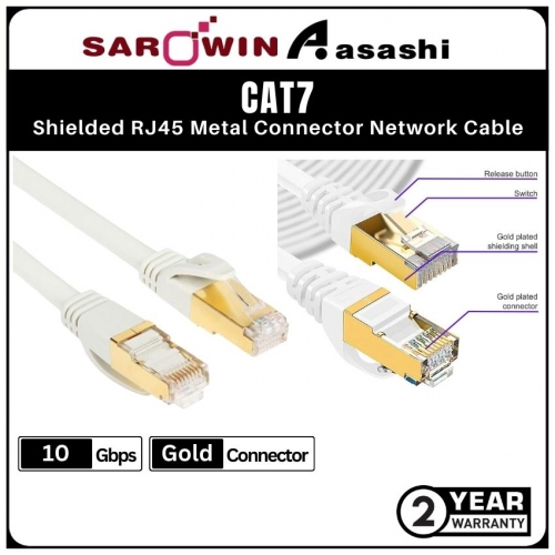 Sarowin CAT7 (1.0M) Shielded RJ45 Metal Connector 10Gbps Network Cable