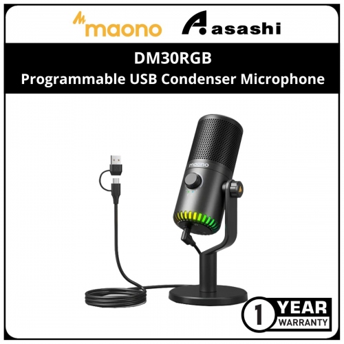 Maono DM30RGB Programmable USB Condenser Microphone - Black (1 yrs Limited Hardware Warranty)