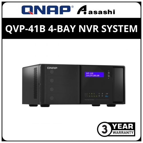 Qnap QVP-41B 4-Bay NVR System (Intel Celeron Processor, 8GB, 2 X 2.5GbE, 3 X USB 3.2 Gen 1, 2 X HDMI 2.0)