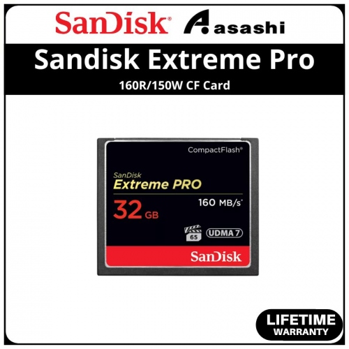 Sandisk Extreme Pro 32GB VPG-65 CF Card - Up to 160MB/s Read Speed, 150MB/s Write Speed (SDCFXPS-032G-X46)