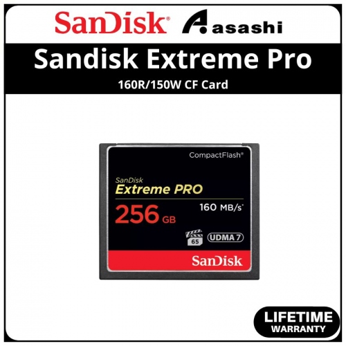 Sandisk Extreme Pro 256GB VPG-65 CF Card - Up to 160MB/s Read Speed, 150MB/s Write Speed SDCFXPS-256G-X46
