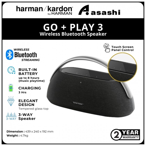 Harman Kardon GO+ Play 3 Wireless Portable Bluetooth Speaker - Black
