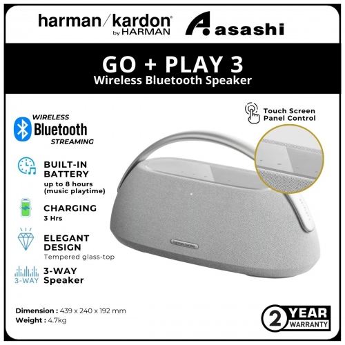 Harman Kardon GO+ Play 3 Wireless Portable Bluetooth Speaker - Grey
