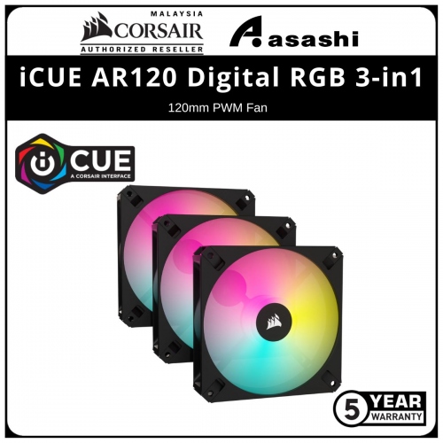 Corsair iCUE AR120 Digital RGB 3-in1 (Black) 1850RPM 120mm PWM Fan