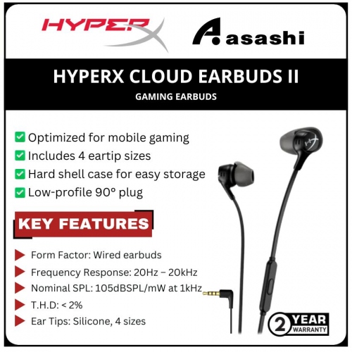 HP HyperX Cloud Earbuds II-Black-(70N24AA) 2 Years Warranty