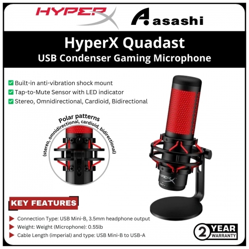 HP HyperX Quadast Black-Red-(4P5P6AA) 2 Years Warranty