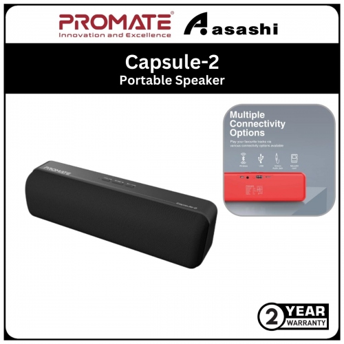 Promate Capsule-2 High Definition 6W Portable Speaker with 4 Hour Playback time - Black