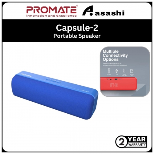 Promate Capsule-2 High Definition 6W Portable Speaker with 4 Hour Playback time - Blue