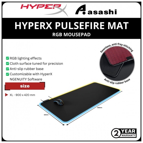 HP HyperX Pulsefire Mat XL Extra Large RGB Mousepad-(4S7T2AA)-2 Years Warranty