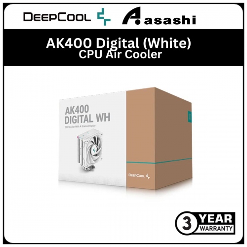 Deepcool AK400 Digital (White) CPU Air Cooler - 3 Years Warranty (LGA1700/1200/115x/AM4/AM5)