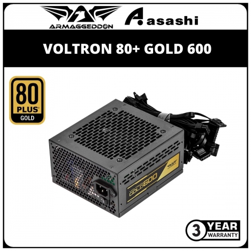 Armaggeddon Voltron 80+ Gold 600 600W, Flat Cable, Non-Modular Power Supply (3 Years Warranty)