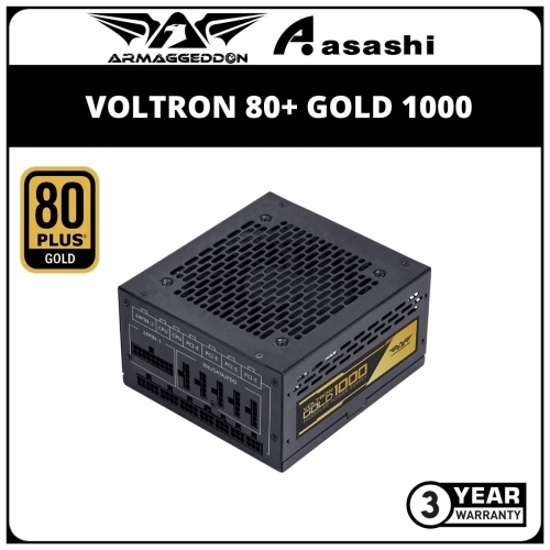 Armaggeddon Voltron 80+ Gold 1000 1000W, Flat Cable, Non-Modular Power Supply (3 Years Warranty)